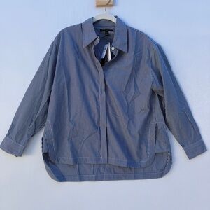 Banana Republic Oversized Cotton Navy Striped Button Down Women’s Petite Small